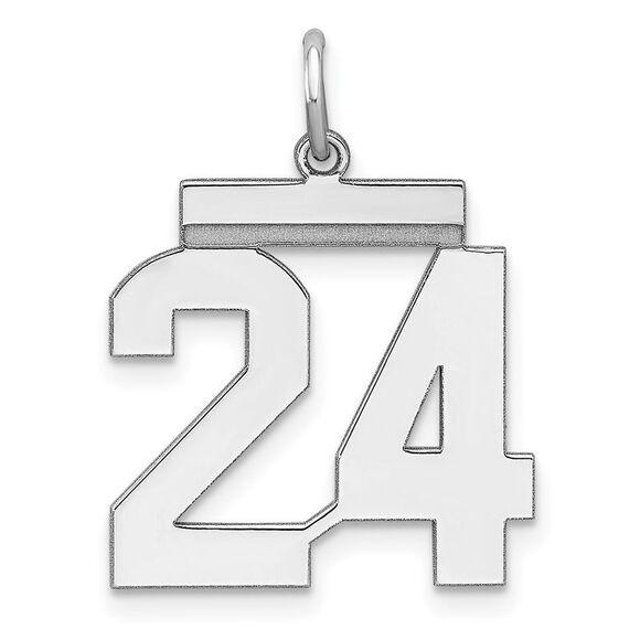 Sterling Silver Athletic Collection Medium Polished Number 24 Pendant
